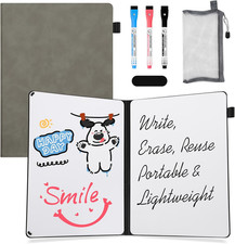 Portable White Board Dry Erase Notebook, 12" X 9" Double Sided Folding Whiteboar