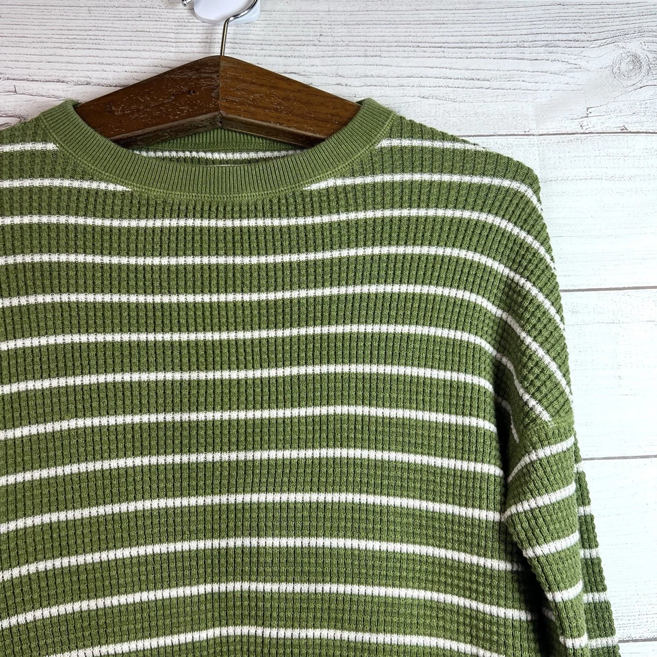 Camisa térmica de manga larga tejida gofre a rayas verdes REI para mujer talla S Foto 4 de 4