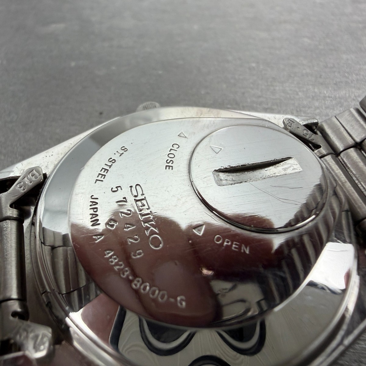 Seiko King Quartz Watch Men 36mm Silver Dial Steel Daydate 4823