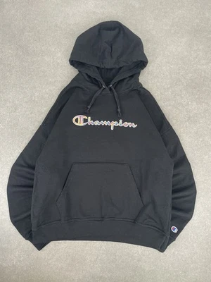 Champion Sweat À Capuche Noir Imprimer Multicolore Femme M Obersize - Photo 1/4