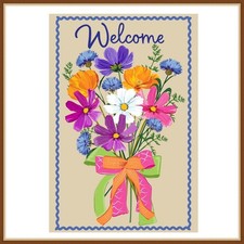 EVERGREEN GARDEN FLAG  WILDFLOWER BOUQUET  EMBELISHED APPLIQUE' - BRAND NEW