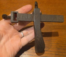 1876 Antique C S OSBORNE  Leather Cutting Gauge Tool Cast Iron Pistol Grip USA
