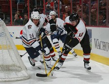 Steve Staios Edmonton Oilers Mike Richards Philadelphia Flye- Ice Hockey Photo