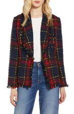 New Halogen Shawl Collar Tweed Blazer - Black / Multicolor - Large