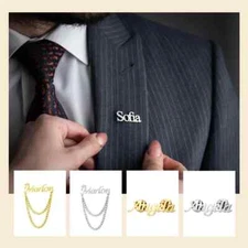 Customized Name Lapel Pin Brooches Personalized Stainless Steel Nameplate Gift