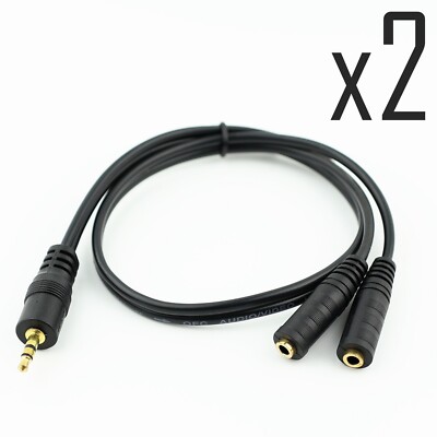 2er-Pack 3,5 mm Stereo Splitter Kabel Leitung - Stecker auf 2x Buchse Y Audio Adapter