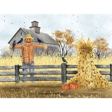 Billy Jacobs Scatterbrains Scarecrow and Pumpkin Paper Art Print 16 x 12
