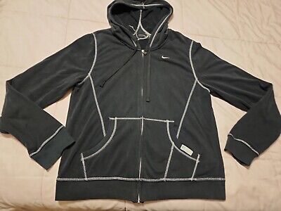 VTG Y2k NIKE Mini Swoosh Full Zip Black Logo Hoodie With White