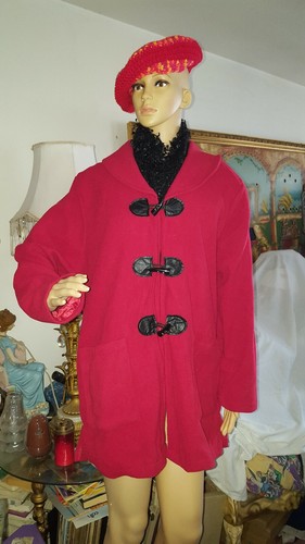 NEW WOMAN RED FLEECE JACKET GREAT FOR THOSE BREEZY DAYS RED XLARGE - Picture 7 of 9