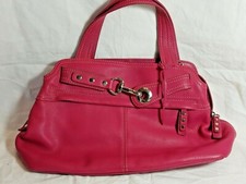 Magenta Pink Rolfs Leather Purse Euc Orange Lining Double Strap Pockets Zippers