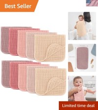 6-Layer Cotton Burp Cloths Large 20" x 10" Baby Essentials, Set of 10