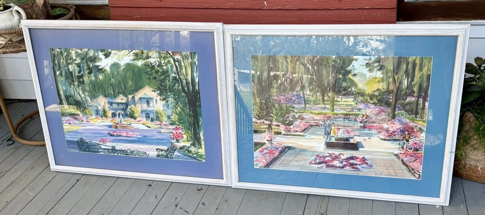 Sale!!! Vintage Richard Lewis Aquarelldrucke Paar 1971