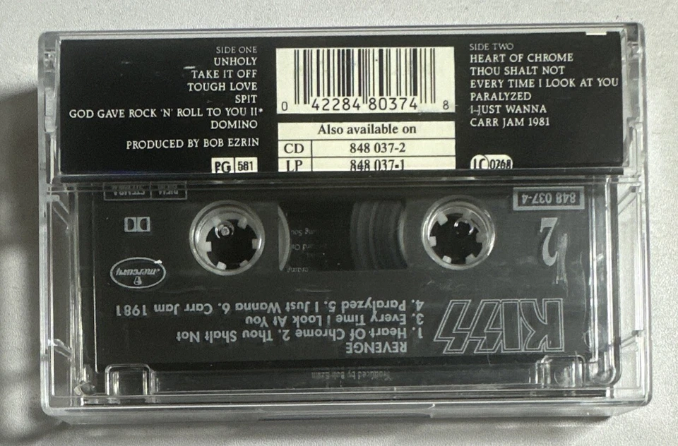Kiss ~ Revenge ~ Cassette Tape Hard Rock EX / EX - Image 3 of 4