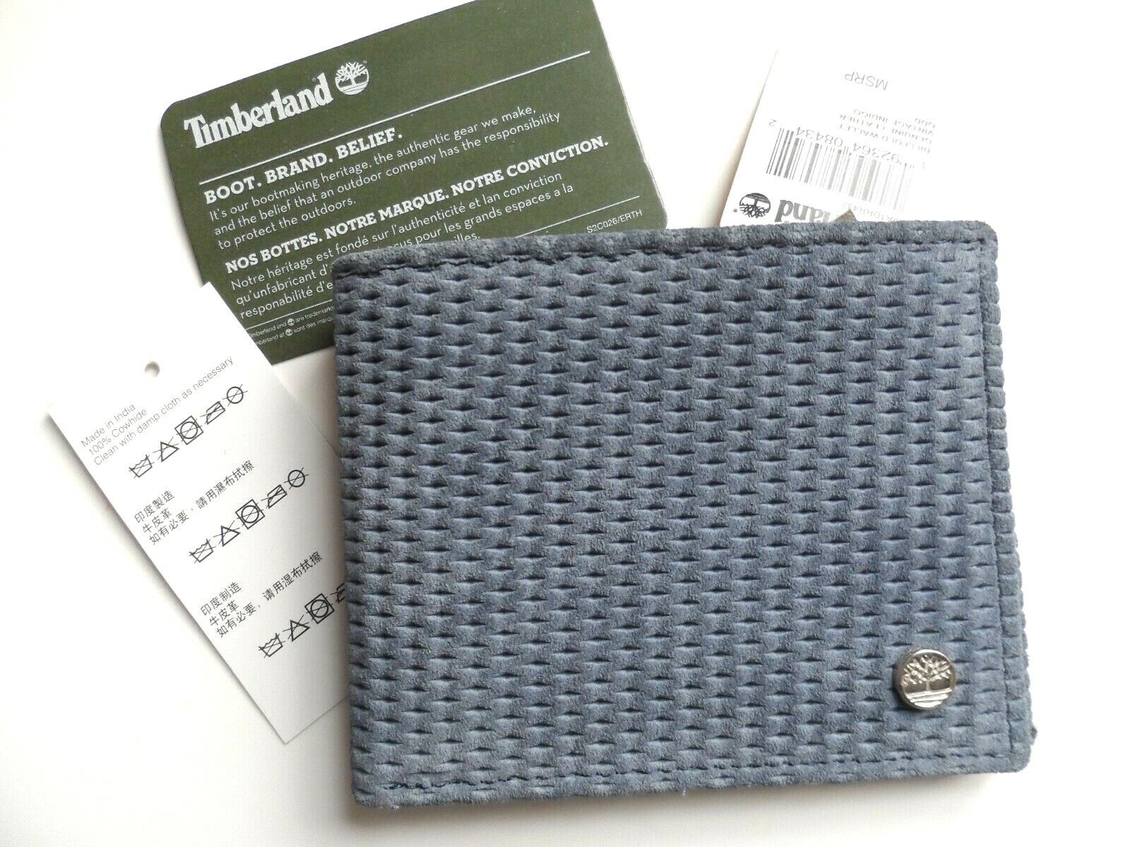 New TIMBERLAND Vintage Indigo Leather BILLFOLD WALLET Notes Cards TAGS