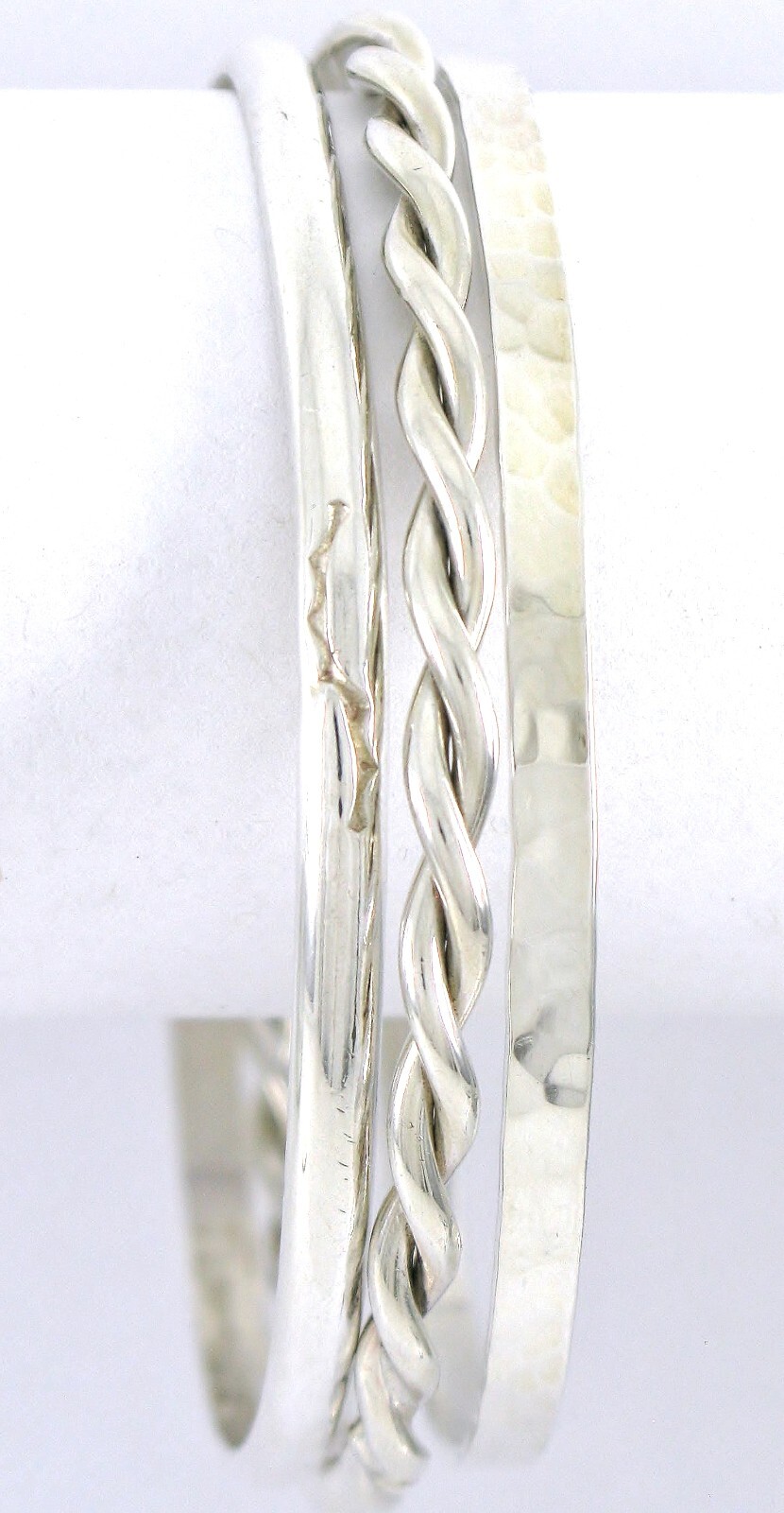 Solid Sterling Silver 925 Lot x 3 Stack Bangle Br… - image 10