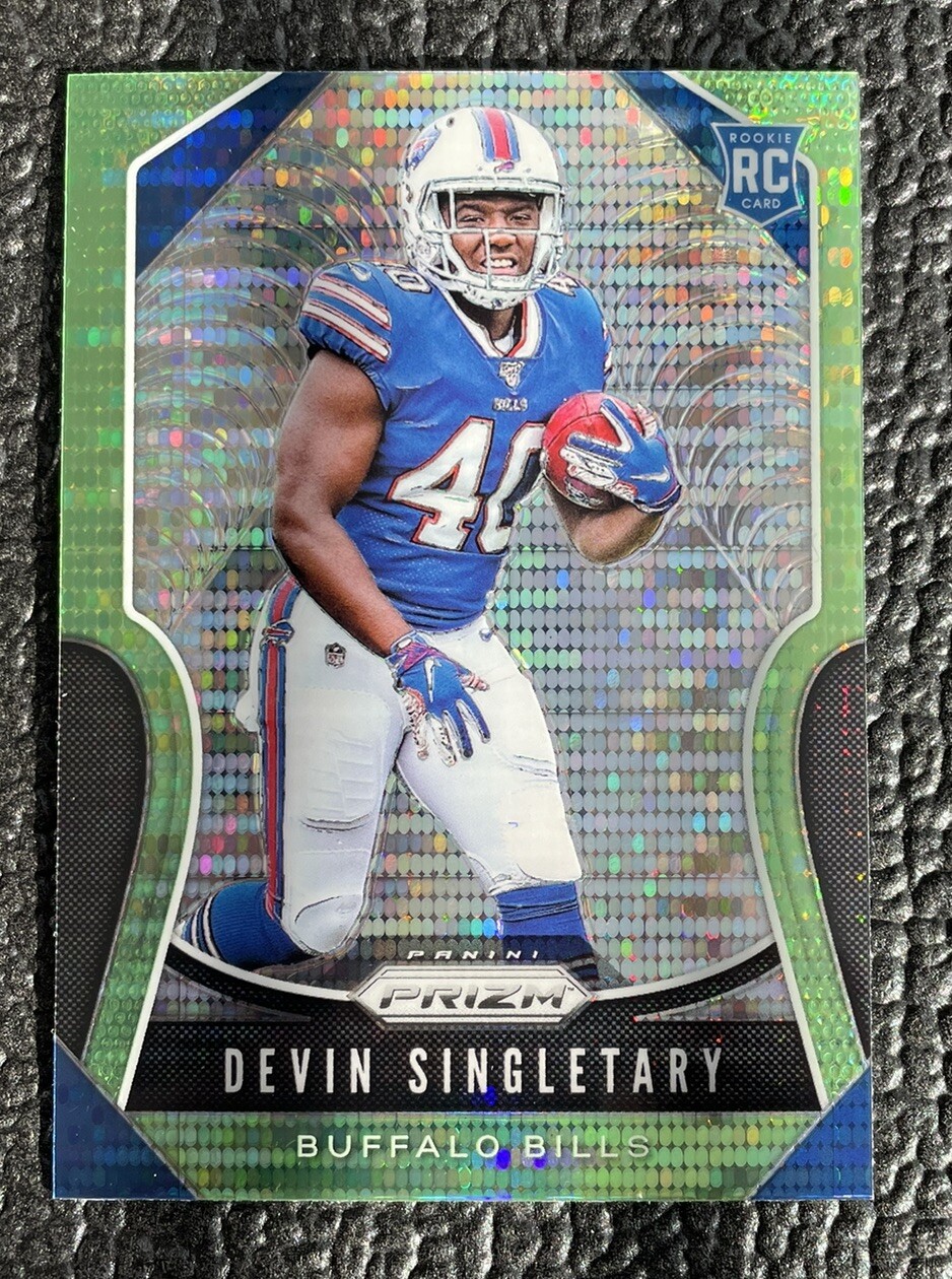 🔥DEVIN SINGLETARY 2019 PRIZM NEON GREEN PULSAR XFRACTOR ROOKIE CARD!🔥TEXANS!