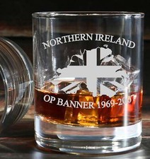 Northern Ireland Op Banner 1969-2007 union jack Engraved Whiskey glass 330ml
