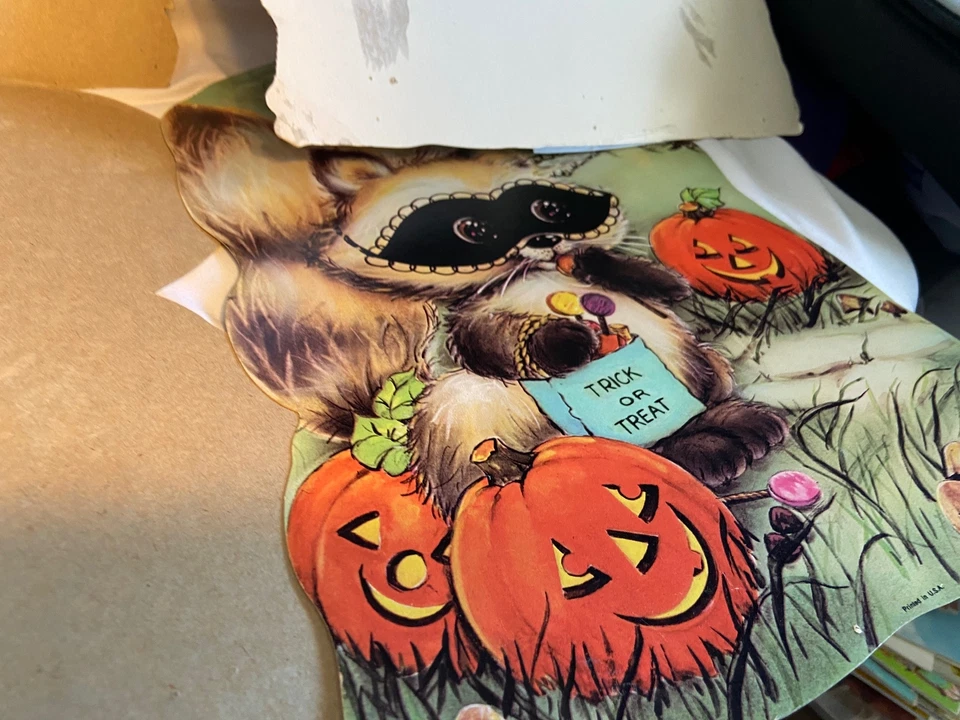 De colección 10 decoraciones troqueladas de cartón de Halloween bruja calabaza mapache calavera ++ Foto 3 de 4