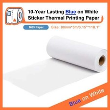 3 Roll 80mm White Sticker Thermal Paper for Phomemo M03 Series M04AS Printer