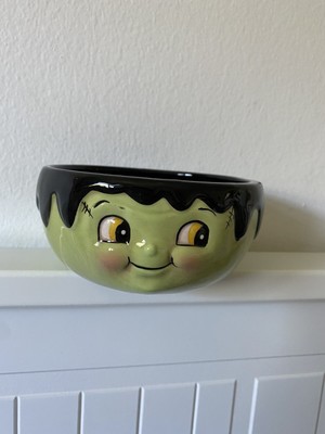 WHIMSICAL NEW JOHANNA PARKER HALLOWEEN CANDY BOWL FRANKENSTEIN  GREEN 