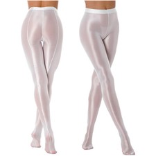 Womens Oil Glossy Footed Pantyhose Yoga Fitness Workout Training Sports Tights 