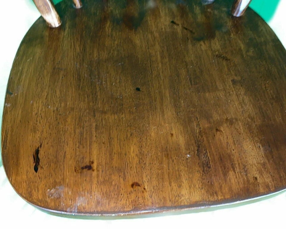 Taburete de bar giratorio Windsor de caoba de 24" de madera maciza de roble con respaldo alto Foto 3 de 4