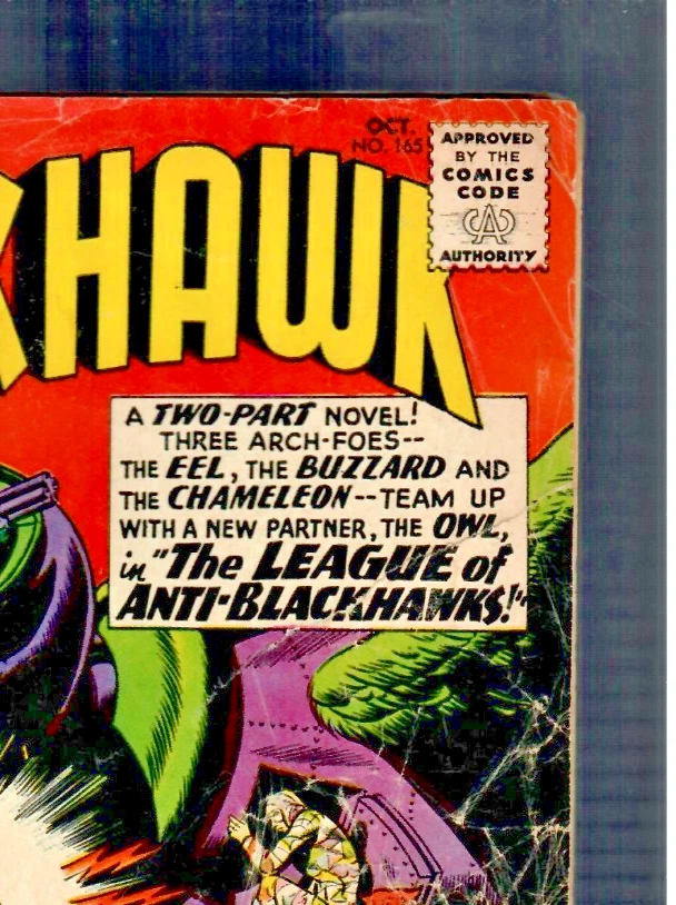 Blackhawk # 165 (2.0) 10/1961 D.C. White Square Priced 10c Box Cover The Eel App - Image 2 of 4