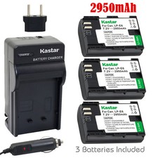 Kastar 3 Battery  Charger kit for Canon LP-E6 LP-E6N LPE6 LPE6N LC-E6