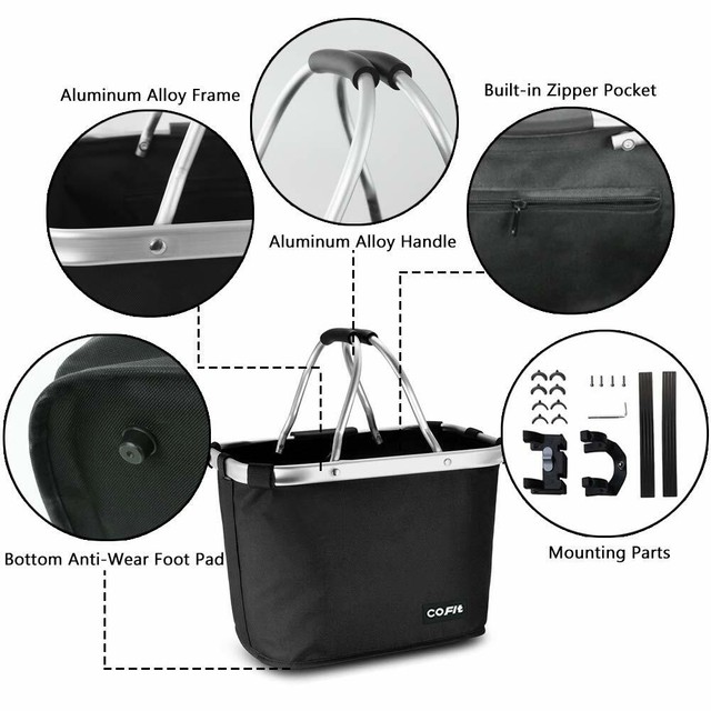 COFIT Collapsible Bike Basket Black MultiPurpose