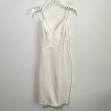 Lulus Bodycon Dress S Mini Stretch Strappy Thick Lined Party Wedding Bride Ivory