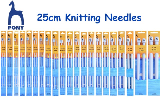 sizes from 2mm to 15mm Pony Knitting Needles length 25cm 30cm