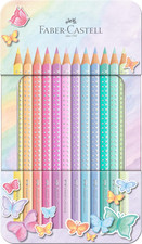 Faber-Castell 201910 - Buntstifte Set Sparkle Pastell 12-Teilig, Im Metalletui,