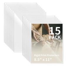 15 PCS 8.5x11 Inch Rigid Print Protectors Hard Plastic Sheet Sleeve Document