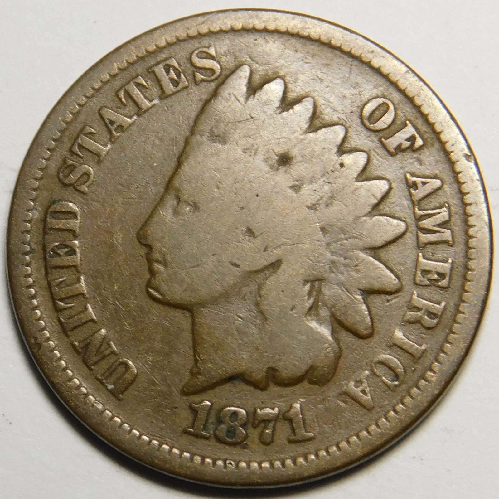 1871 Indian Head Cent Penny G-G+ 