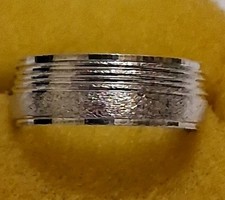 Sterling silver made in Mexico multi texture wide band ring, unisex, size 6