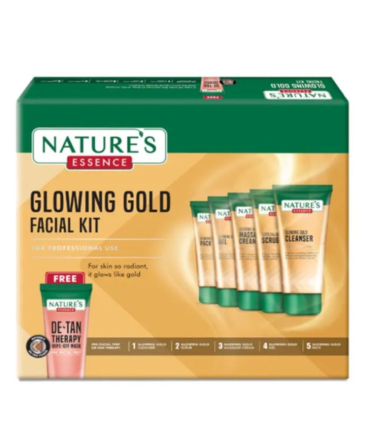 1 X NATURE'S ESSENCE Glowing Gold Kit pour le visage, blanc, 600 g