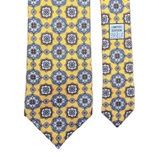 $125 Daniel Cremieux Signature Seven Fold Silk Gold Grey Medallions NWT 98/145