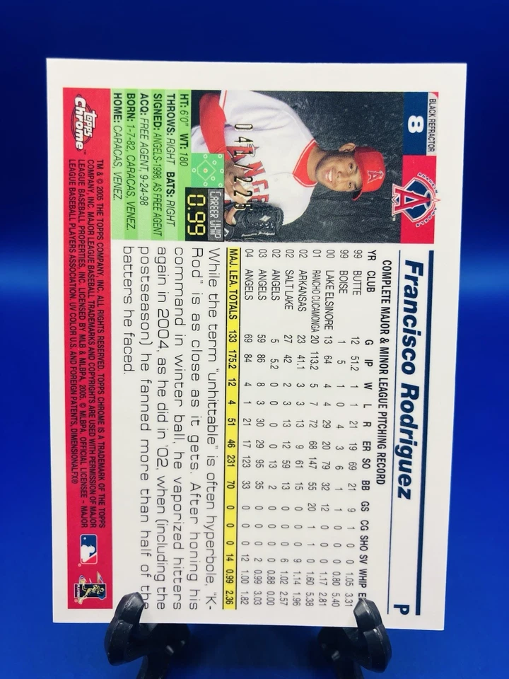 Topps Chrome Francisco Rodríguez Black Refractor 2005/225 Angels Foto 2 de 2