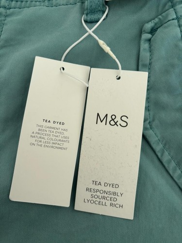 MARKS & SPENCER WOMENS BLUE HIGH WAISTED CUFFED CARGO TROUSERS Size 14 Bnwt - Picture 8 of 10