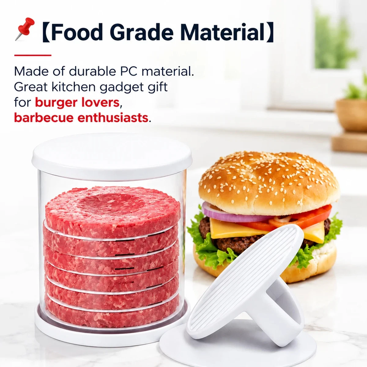 Prensa de hamburguesas de plástico para hacer hamburguesas molde prensa de carne rellena para herramienta de barbacoa