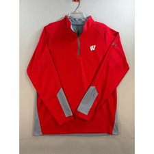 Under Armour Wisconsin Badgers Quarter Zip Pullover Red Grey XL Loose Fit