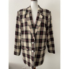 Prophecy by Sag Harbor Blazer Women 10 Jacket Single Breast Plaid Coastal Preppy