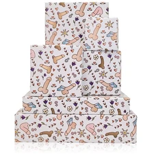 Funny Wrapping Paper 6 Pc Rude Shape for Adult Friends Men Women Gay Annivers