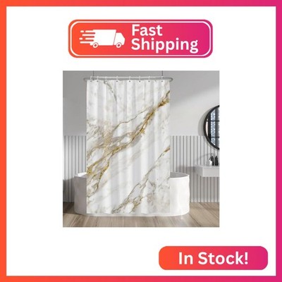 Baocicco White Marble Shower Curtain Gold Texture Luxury Modern Abstract Shower