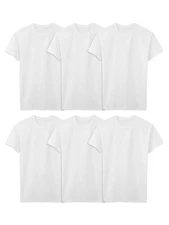 Men's Stay-Tucked Cotton Crew Undershirts, Tall Man, White, 6-Pack, Large