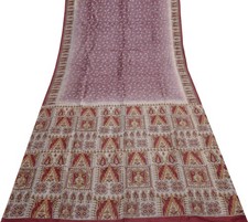 Sushila Vintage Indian Saree 100 Pure Silk Printed Floral Soft Craft Fabric