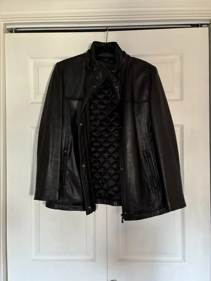 Chaqueta de cuero vintage negra Marc New York (Andrew Marc), pequeña Foto 3 de 4