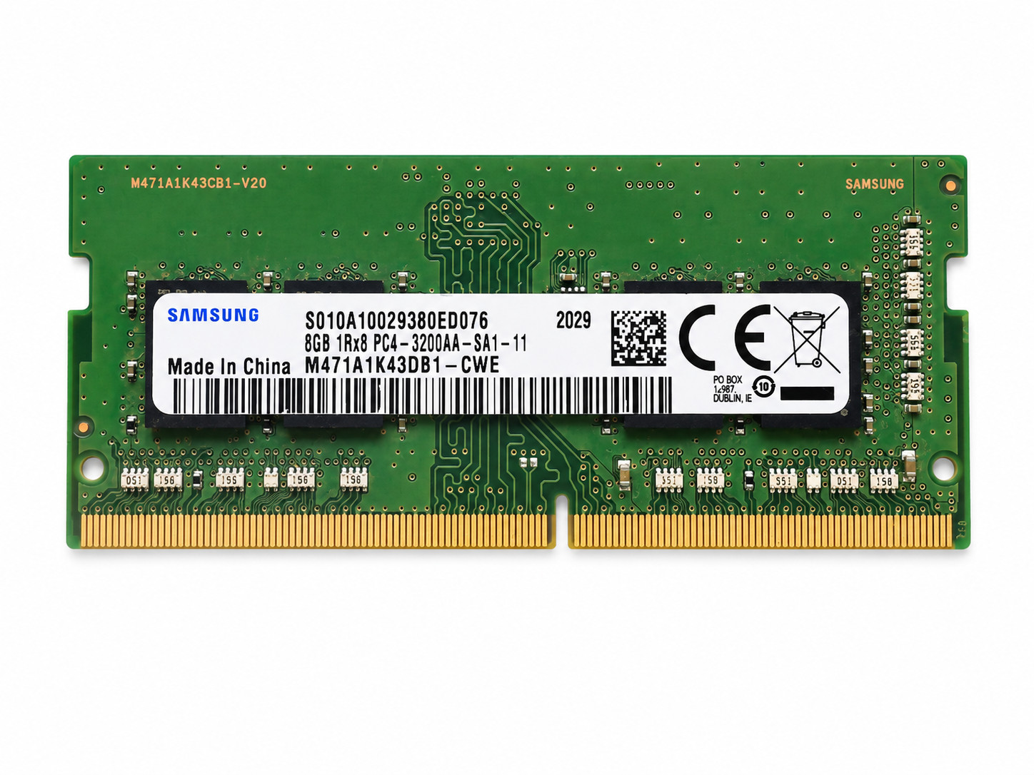 Samsung 8GB DDR4 3200MHz SO-DIMM 1Rx8 PC4-3200AA M471A1K43DB1-CWE