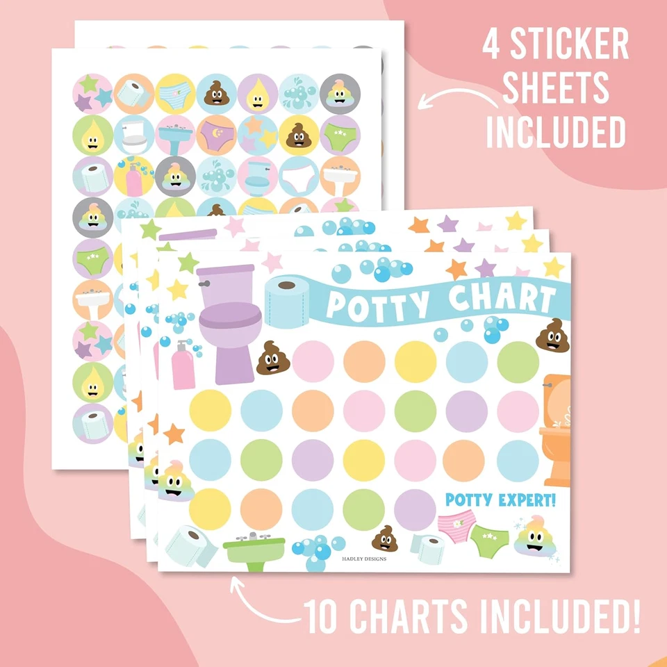 Hadley Designs Potty Training Chart for Girls with Fun Reward Stickers – 10 Pott - Image 4 of 4