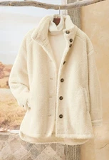Coldwater Creek Fireside Sherpa Coat Color Birch or Vintage Mauve
